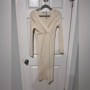 Zara Cream Long Sleeve Dress